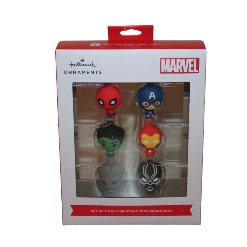 Hallmark Marvel Mini Christmas Tree Ornaments Set of 6 Spiderman Groot Hulk NWT
